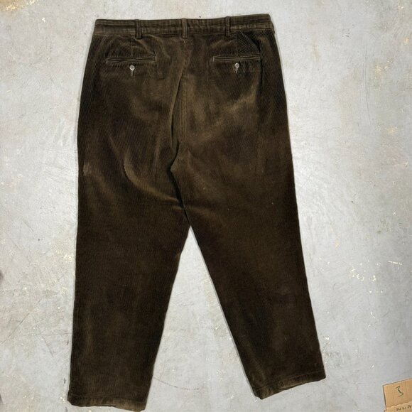Vintage Polo Ralph Lauren Corduroy Pants Pleated Andrew Brown 100% Cotton 38x30 - Picture 7 of 9